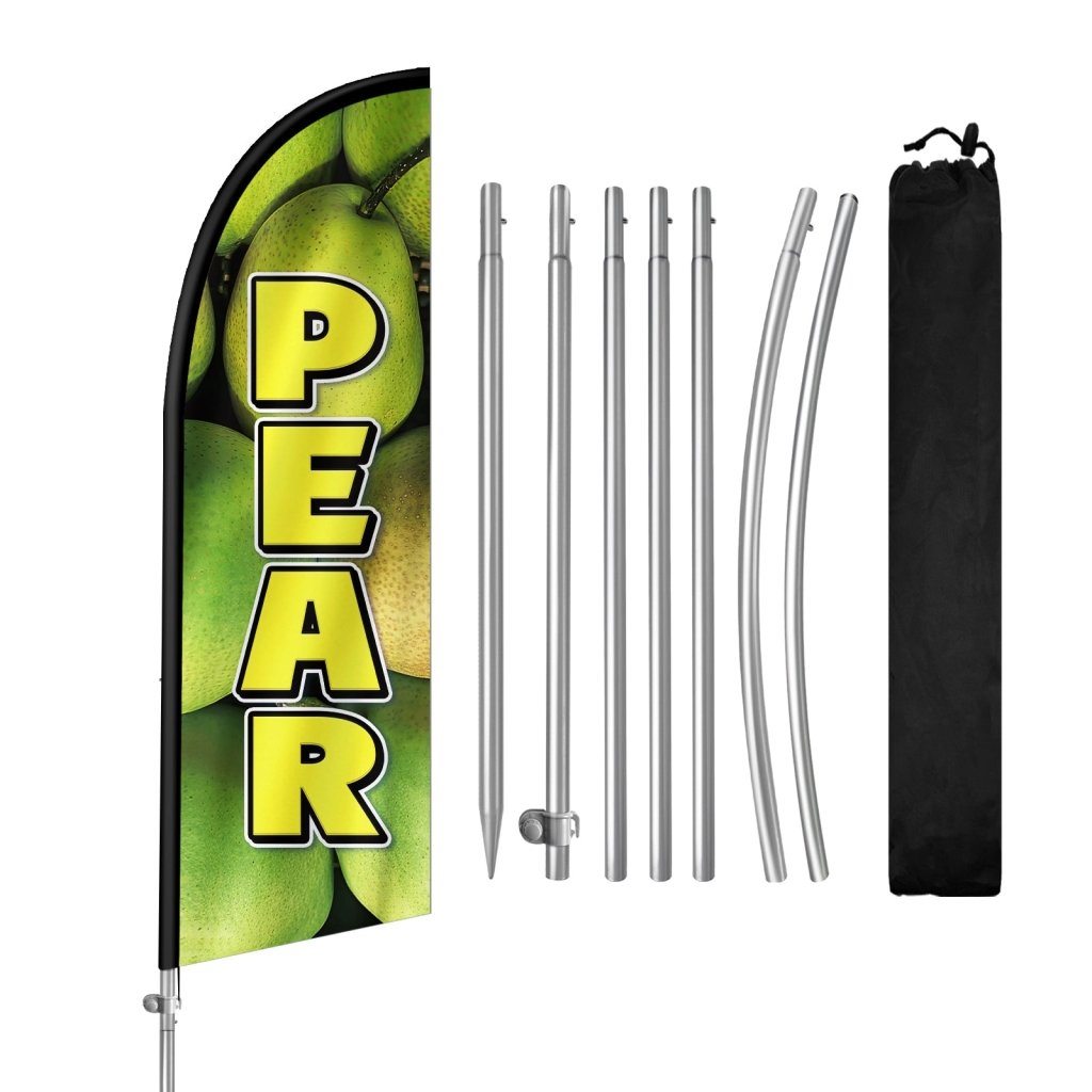 8FT Pear Feather Flag with Stainless Steel Pole Kit(2m flag set)