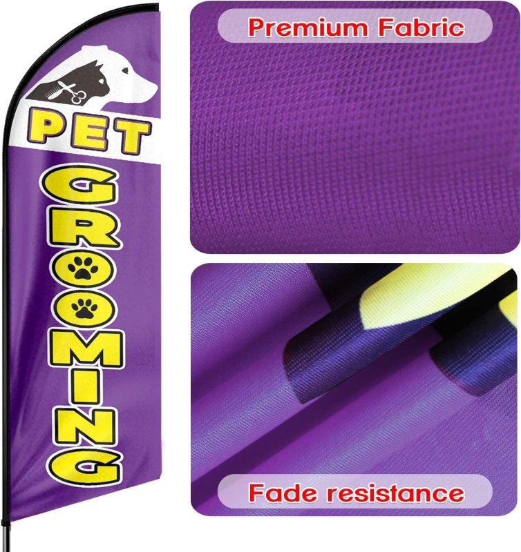 8FT Pet Grooming Advertising Swooper Flag(Flagpole Not Included 3.4)