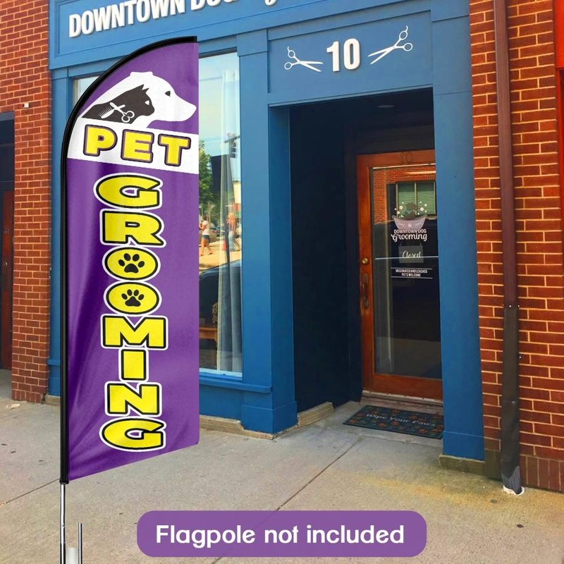 8FT Pet Grooming Advertising Swooper Flag(Flagpole Not Included 3.4)