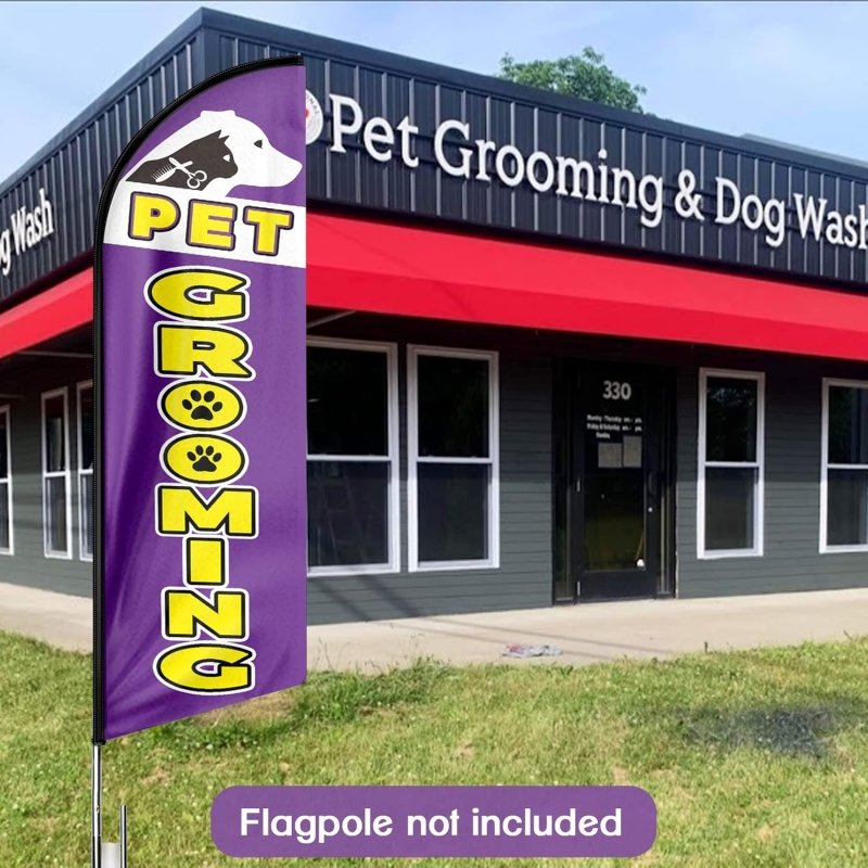 8FT Pet Grooming Advertising Swooper Flag(Flagpole Not Included 3.4)