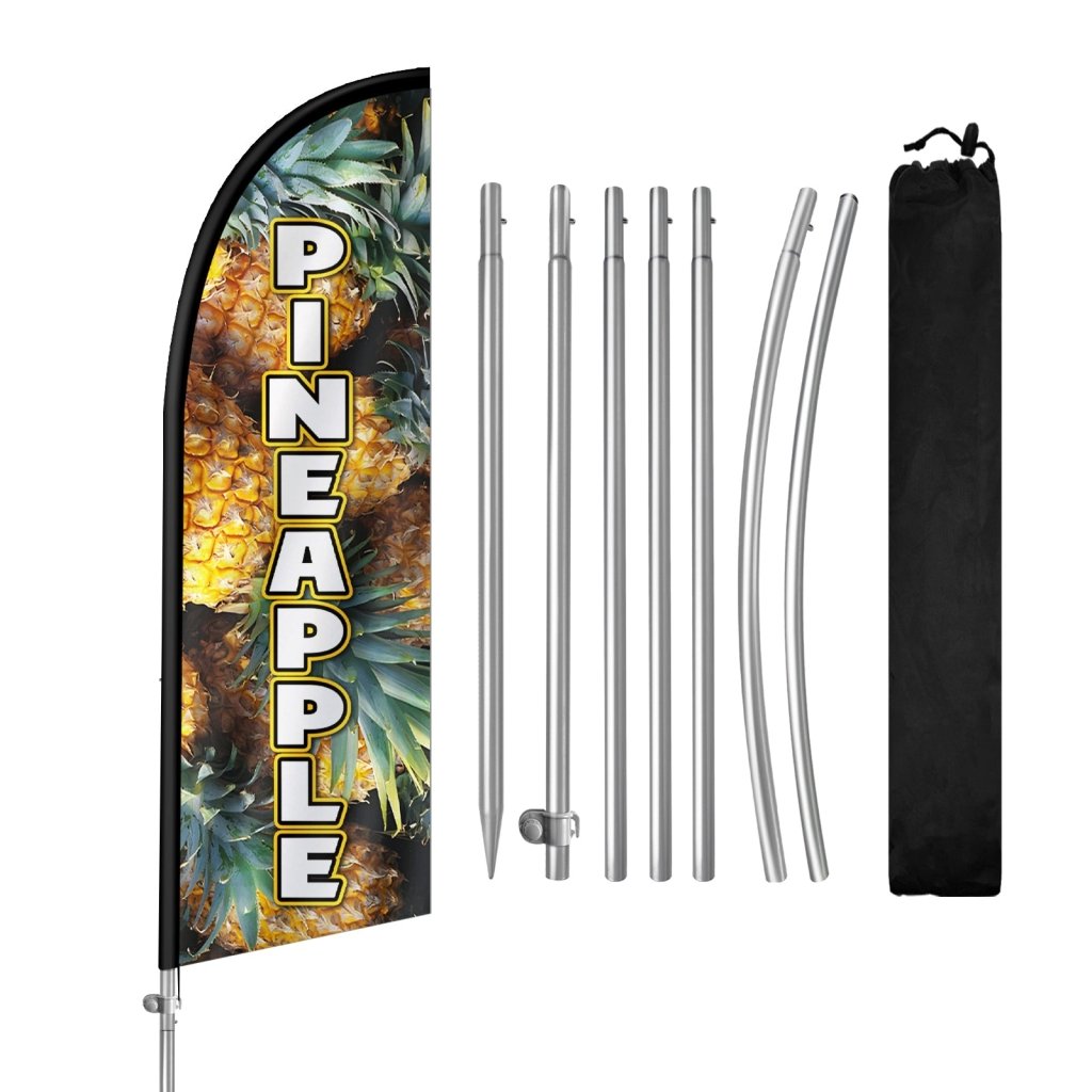 8FT Pineapple Feather Flag with Stainless Steel Pole Kit(2m flag set)