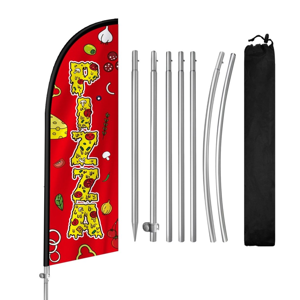 8FT Pizza 06 Banner Feather Flag Pole Kit(2m flag set)