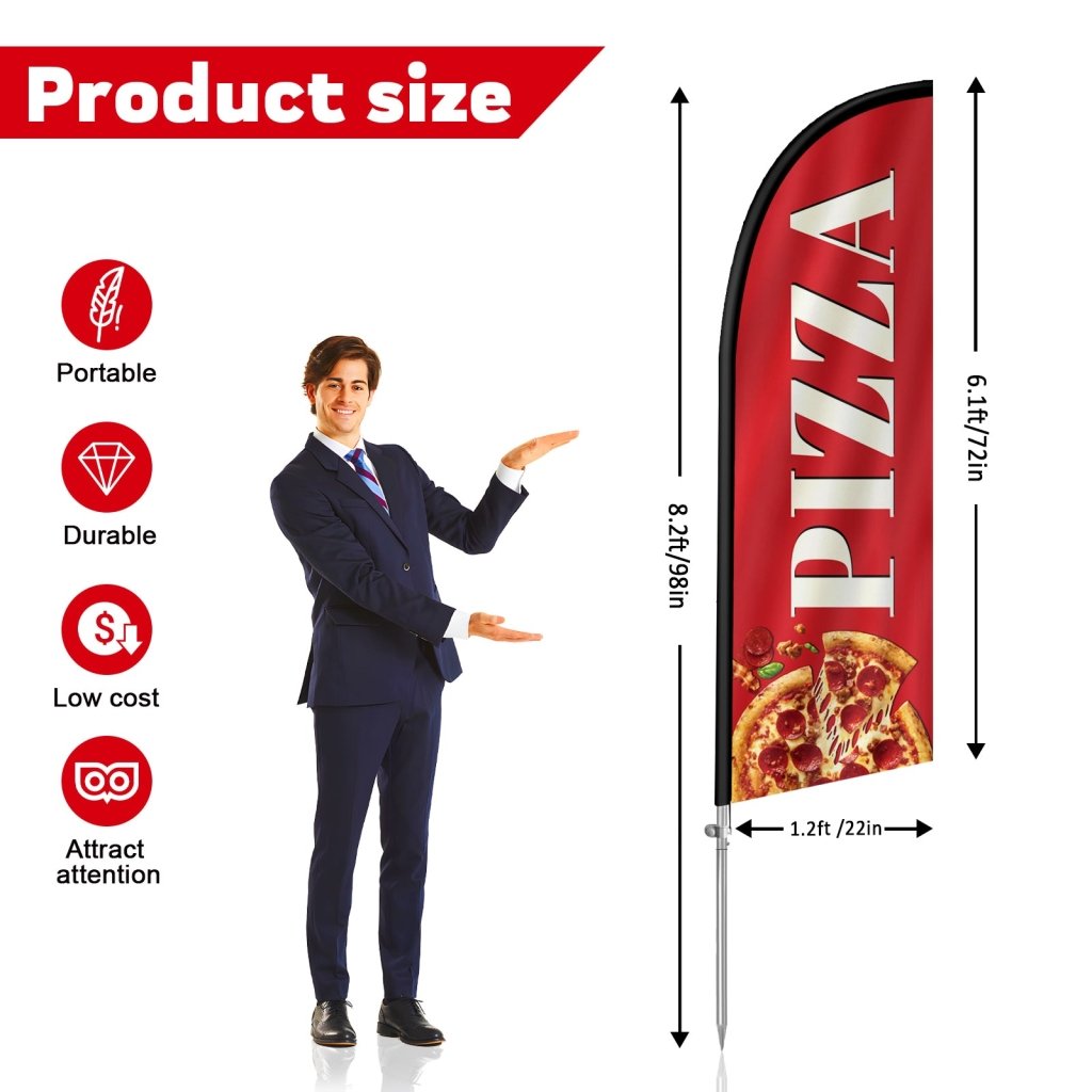 8FT Pizza Red 02 Banner Feather Flag Pole Kit(2m flag set)