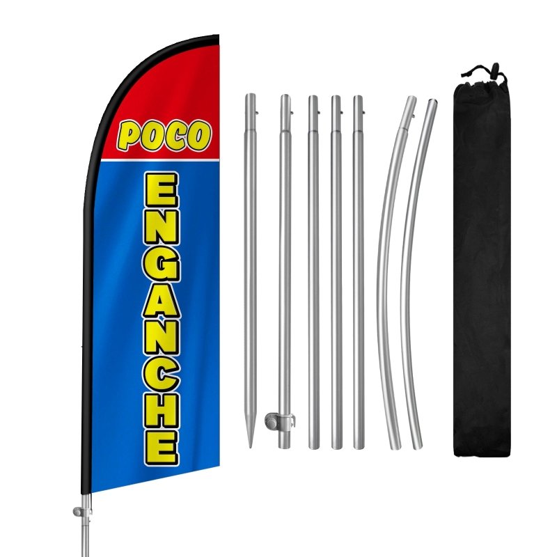 8FT Poco Enganche Banner Feather Flag withStainless Steel Pole Kit(2m flag set)