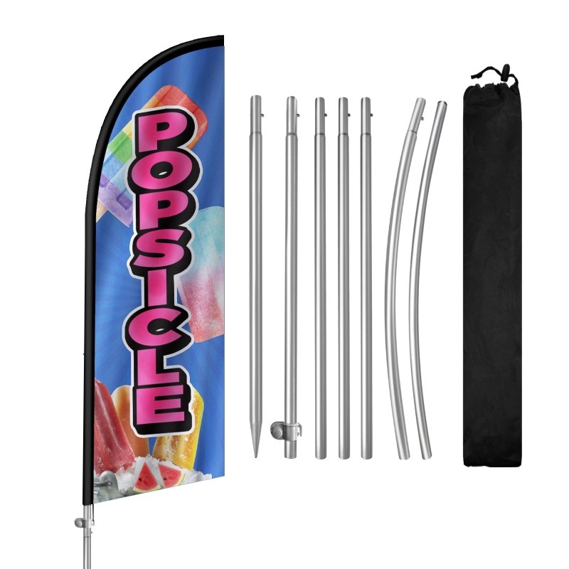 8FT Popsicle Banner Feather Flag with Stainless Steel Pole Kit(2m flag set)