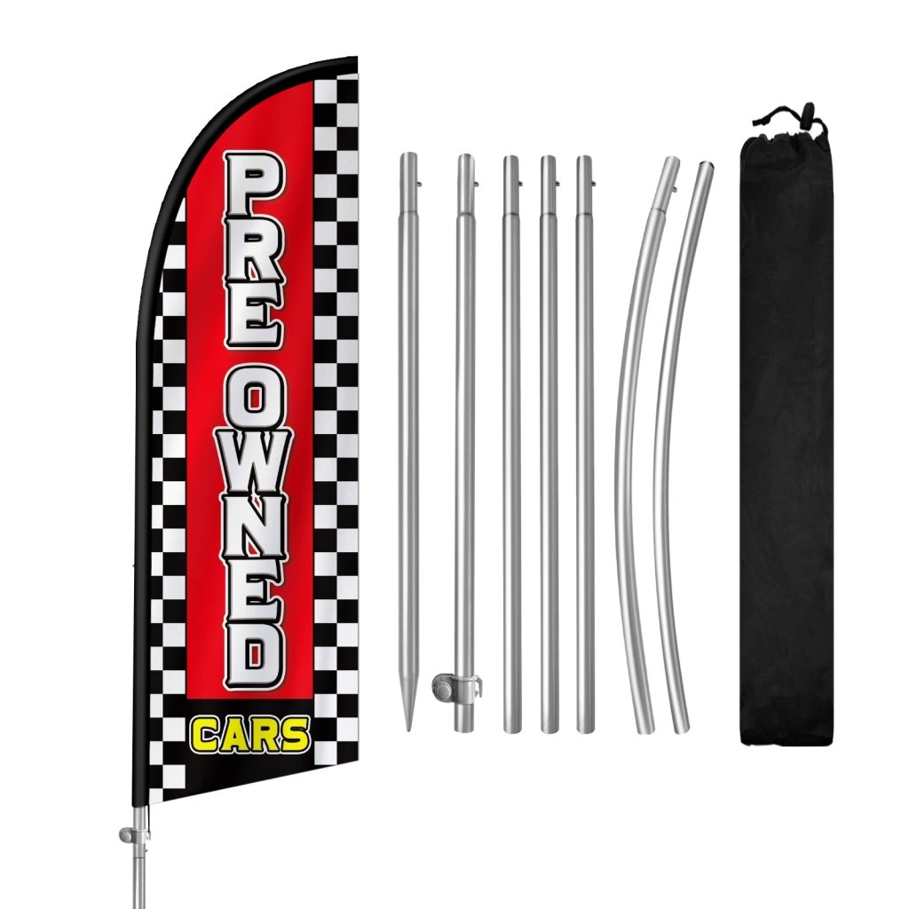 8FT Pre Owned Cars Feather Flag with Pole Kit(2m flag set)