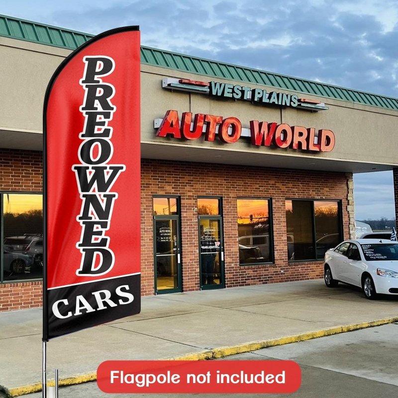 8FT Preowned Cars Advertising Swooper Flag (Flagpole Not Included 3.4)