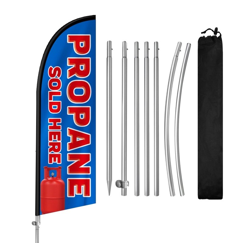 8FT Propane Sold Here Banner Feather Flag with Stainless Steel Pole Kit(2m flag set)