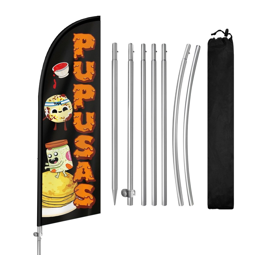 8FT Pupusas Feather Flag with Stainless Steel Pole Kit(2m flag set)