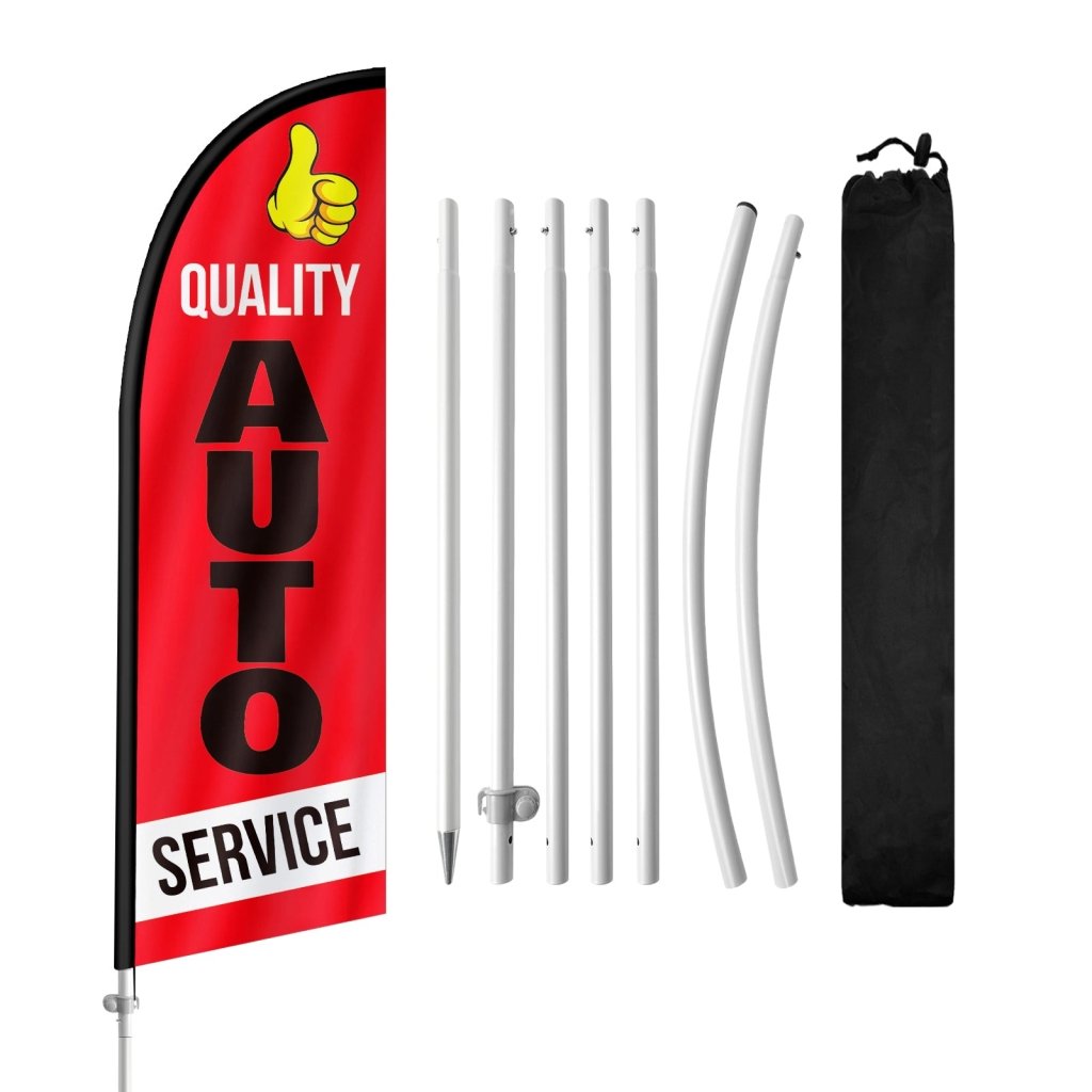 8FT Quality Auto Service Feather Flag with Pole Kit（2m flag set）