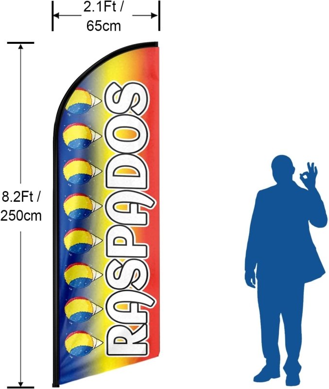 8FT Raspados Advertising Swooper Flag(Flagpole Not Included 3.4)