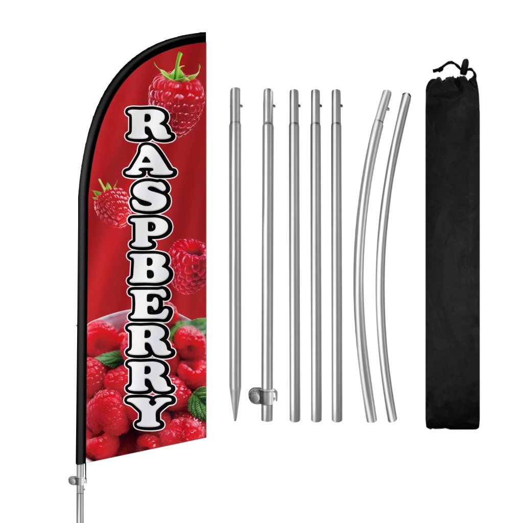 8FT Raspberry Feather Flag with Stainless Steel Pole Kit(2m flag set)