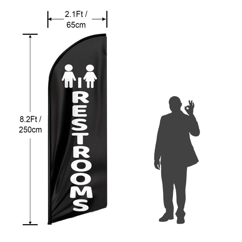 8FT Restrooms Advertising Swooper Flag (Flagpole Not Included 3.4)