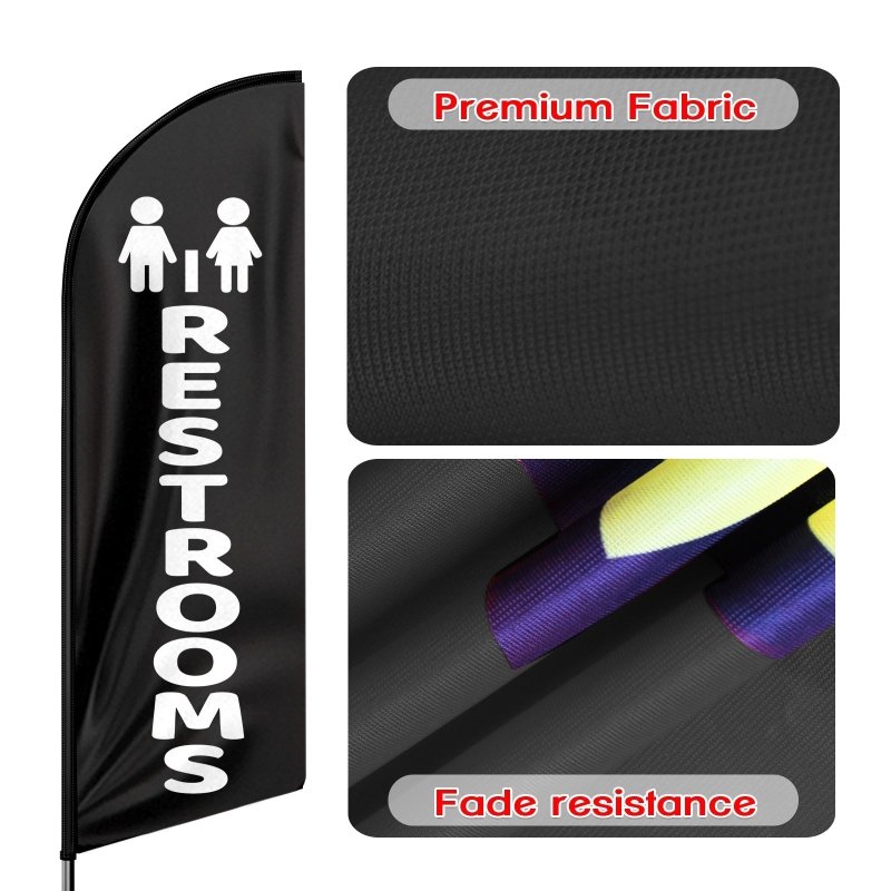 8FT Restrooms Advertising Swooper Flag (Flagpole Not Included 3.4)