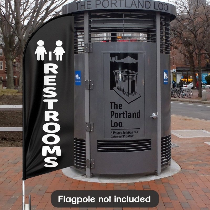 8FT Restrooms Advertising Swooper Flag (Flagpole Not Included 3.4)