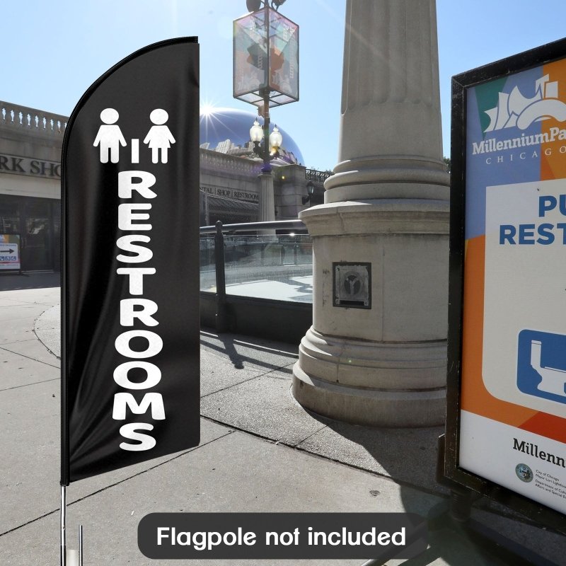 8FT Restrooms Advertising Swooper Flag (Flagpole Not Included 3.4)