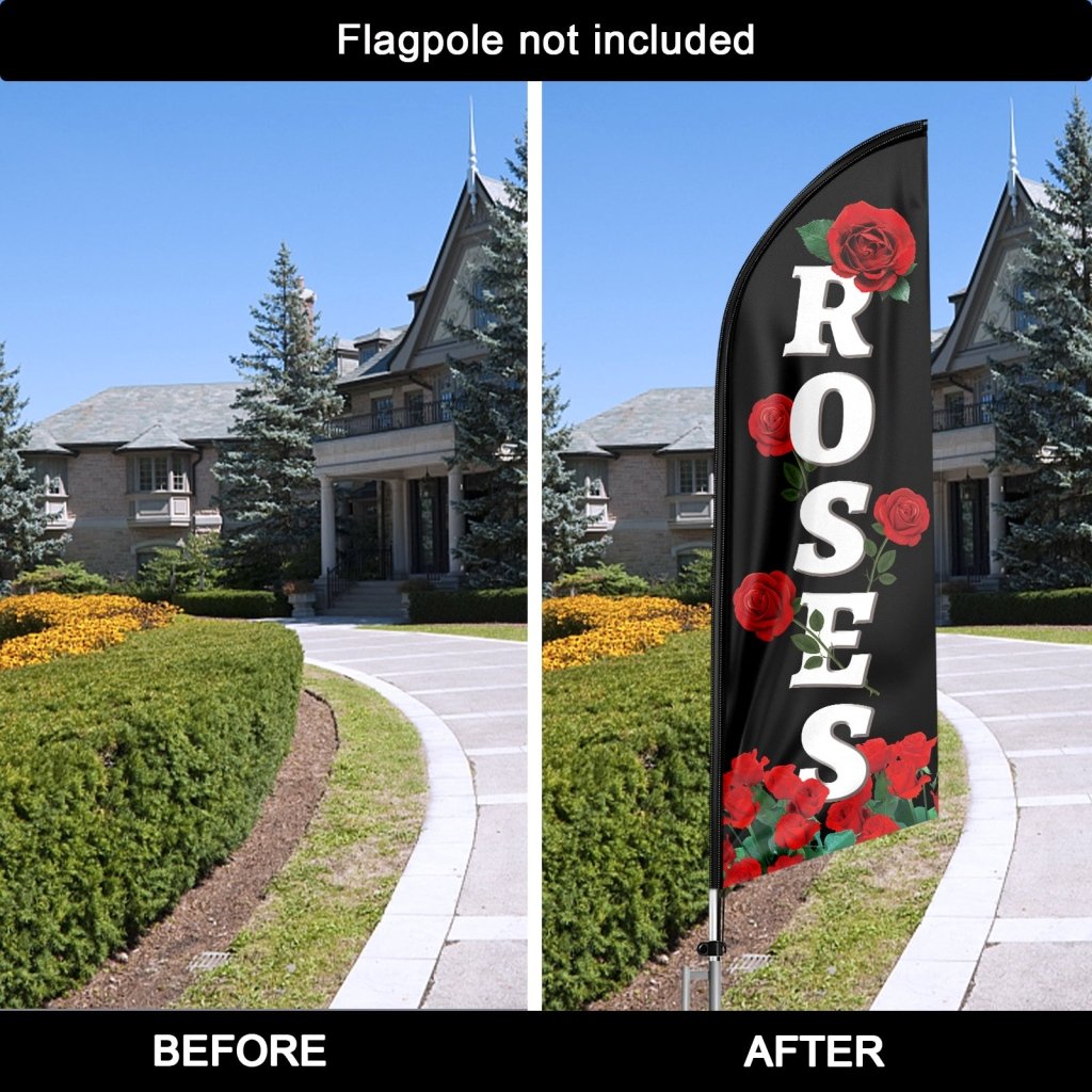 8FT Roses Swooper Flag(Flagpole Not Included 3.4)