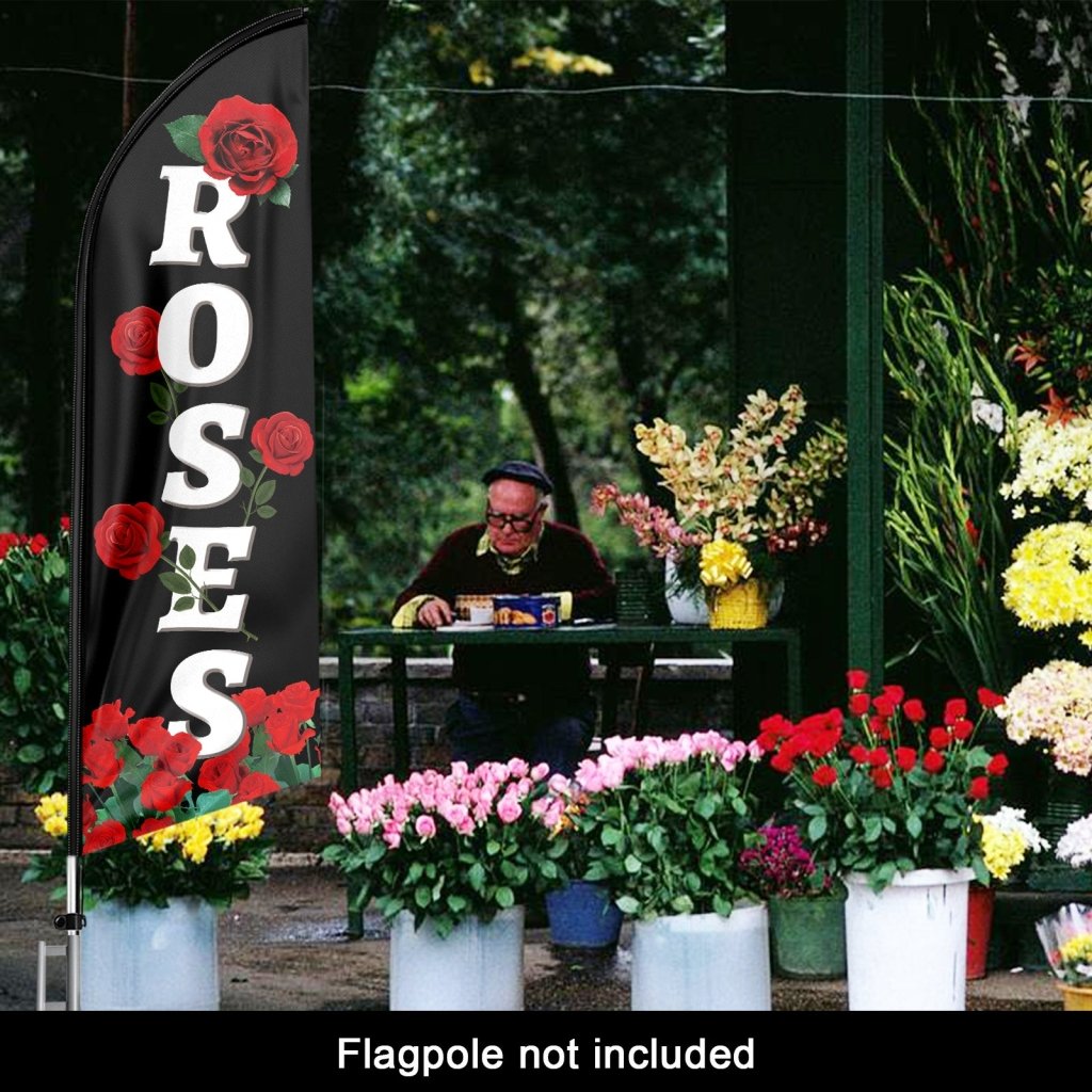 8FT Roses Swooper Flag(Flagpole Not Included 3.4)