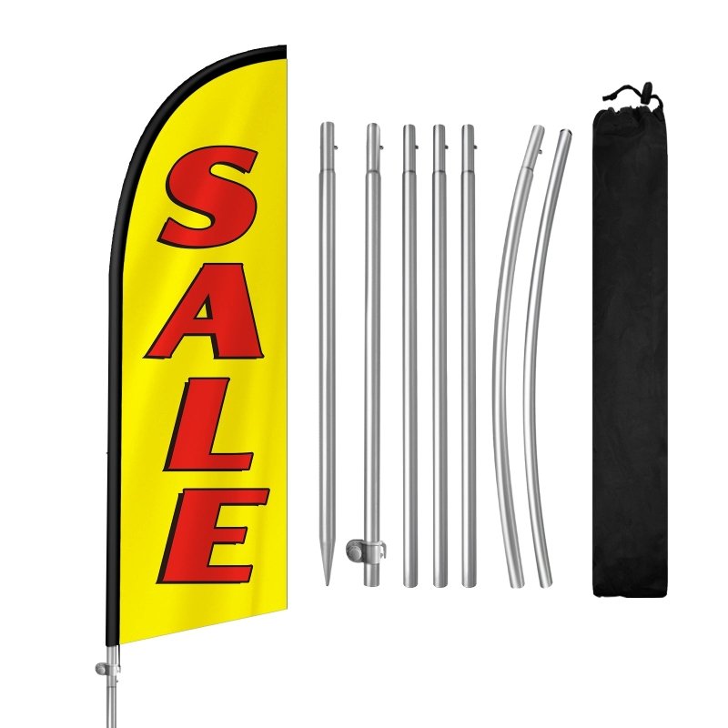 8FT Sale Yellow Banner Feather Flag with Stainless Steel Pole Kit(2m flag set)