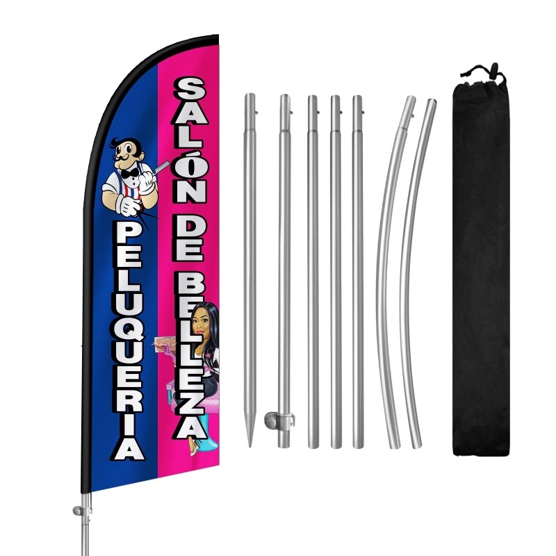 8FT Salón Feather Flag with Stainless Steel Pole Kit(2m flag set)