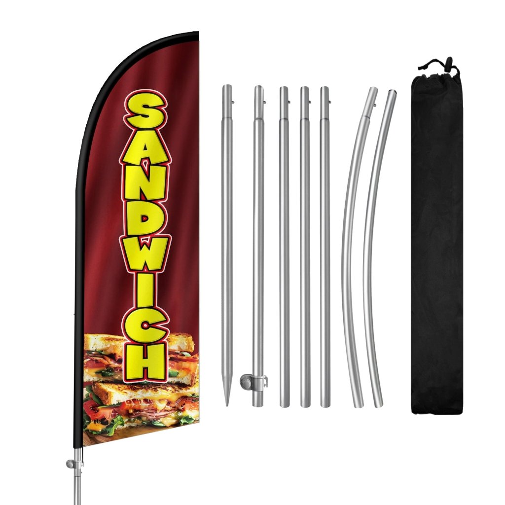 8FT Sandwiches 03 Feather Flag with Stainless Steel Pole Kit(2m flag set)