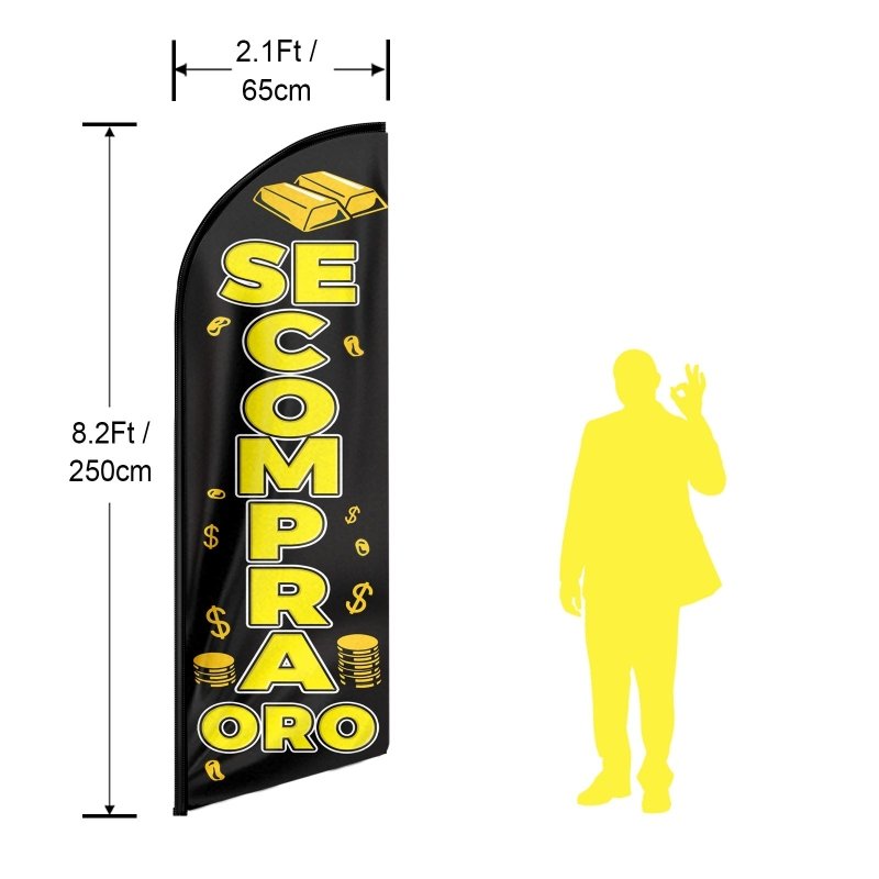 8FT Se Compra Oro Advertising Swooper Flag (Flagpole Not Included 3.4)