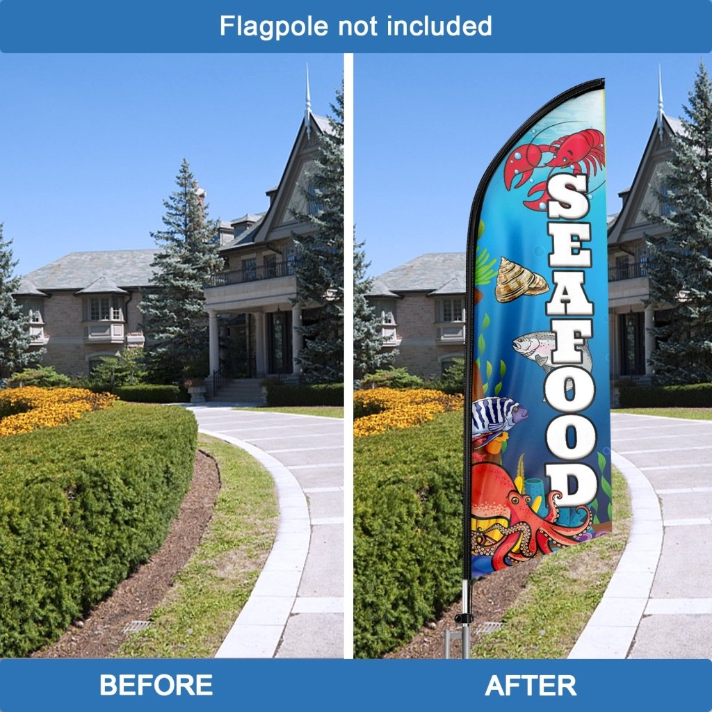 8FT Seafood Advertising Swooper Flag (Flagpole Not Included 3.4)