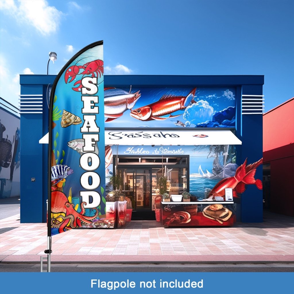 8FT Seafood Advertising Swooper Flag (Flagpole Not Included 3.4)