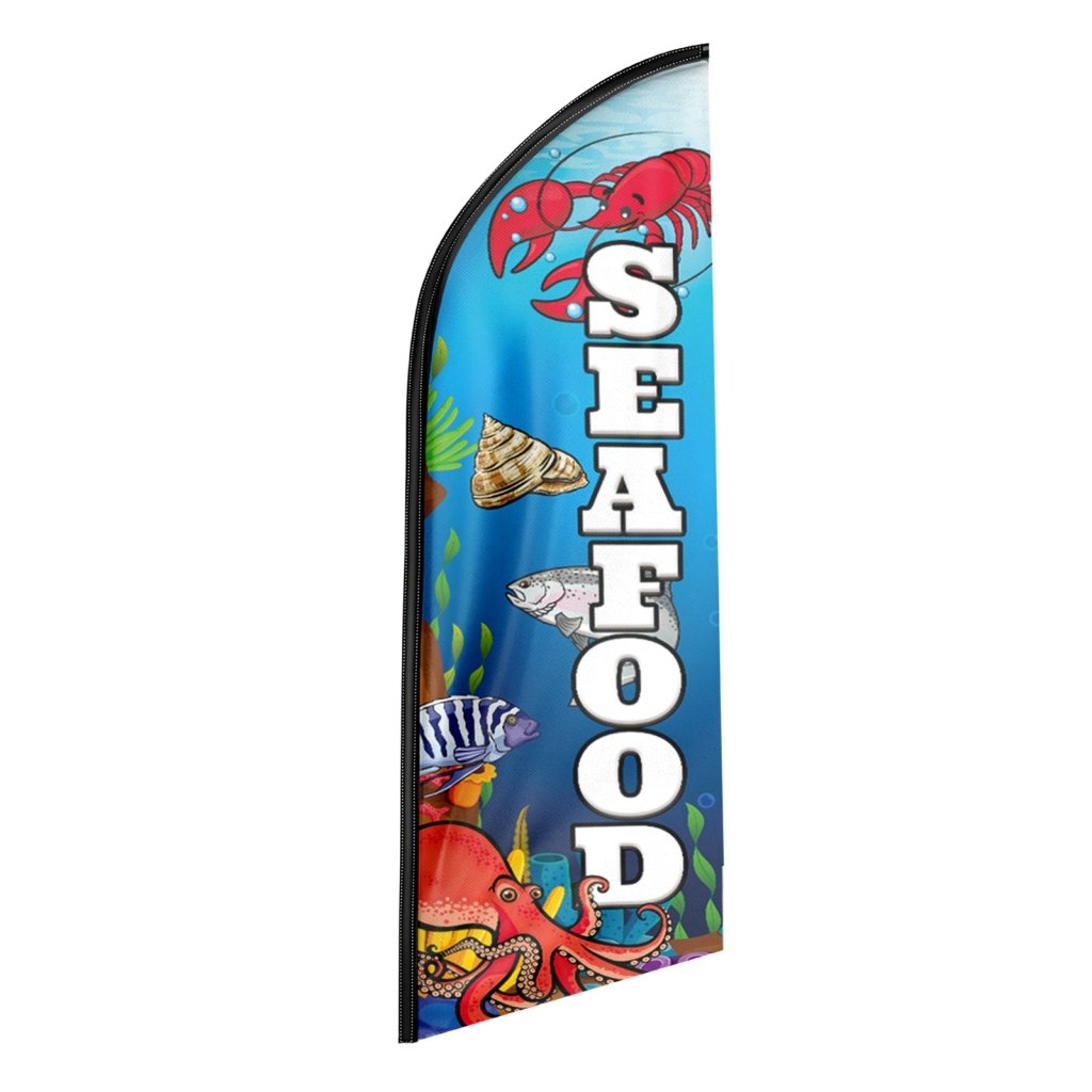 8FT Seafood Advertising Swooper Flag (Flagpole Not Included 3.4)