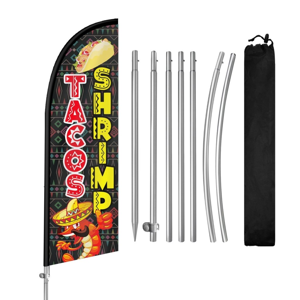 8FT Shrimp Tacos 01 Feather Flag with Stainless Steel Pole Kit(2m flag set)