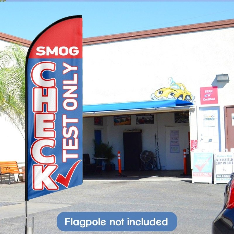 8FT Smog Check Test Only Advertising Swooper Flag (Flagpole Not Included 3.4)