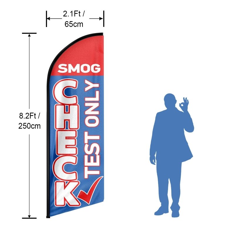 8FT Smog Check Test Only Advertising Swooper Flag (Flagpole Not Included 3.4)