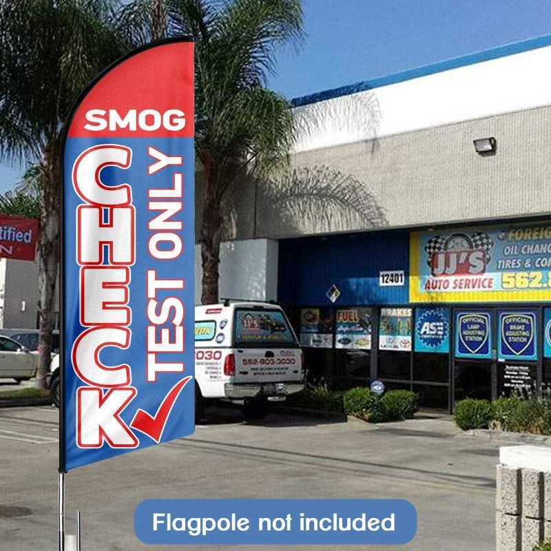 8FT Smog Check Test Only Advertising Swooper Flag (Flagpole Not Included 3.4)