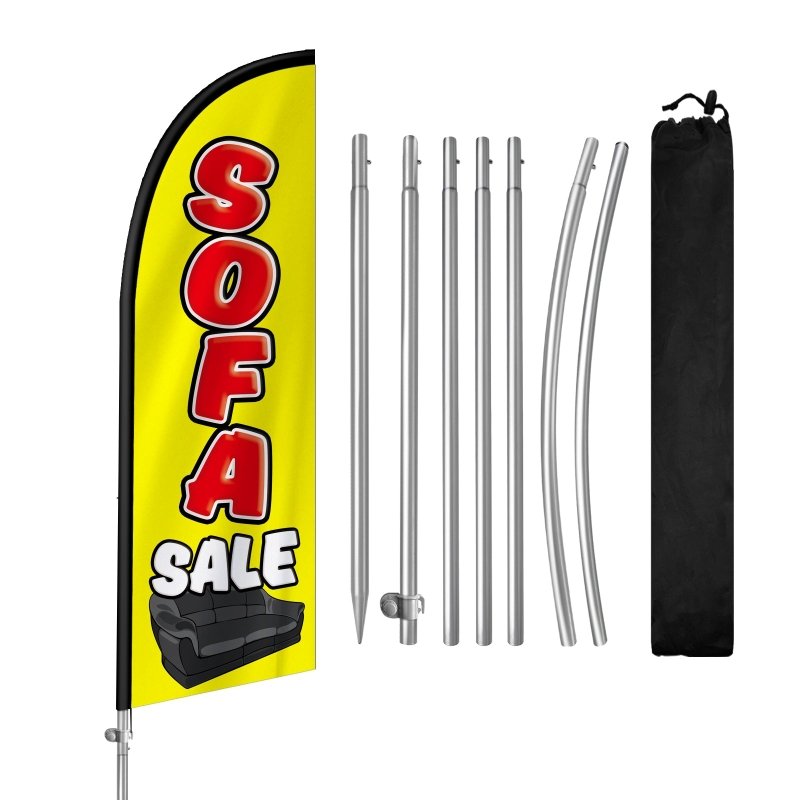 8FT Sofa Sale Banner Feather Flag with Stainless Steel Pole Kit(2m flag set)