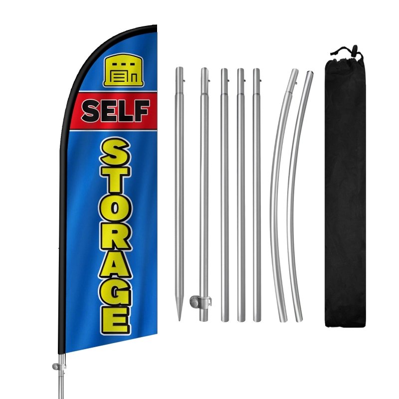 8FT Storage Banner Feather Flag with Stainless Steel Pole Kit(2m flag set)