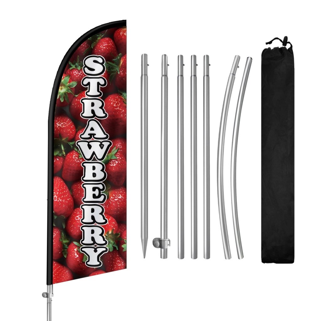 8FT Strawberry Feather Flag with Stainless Steel Pole Kit(2m flag set)