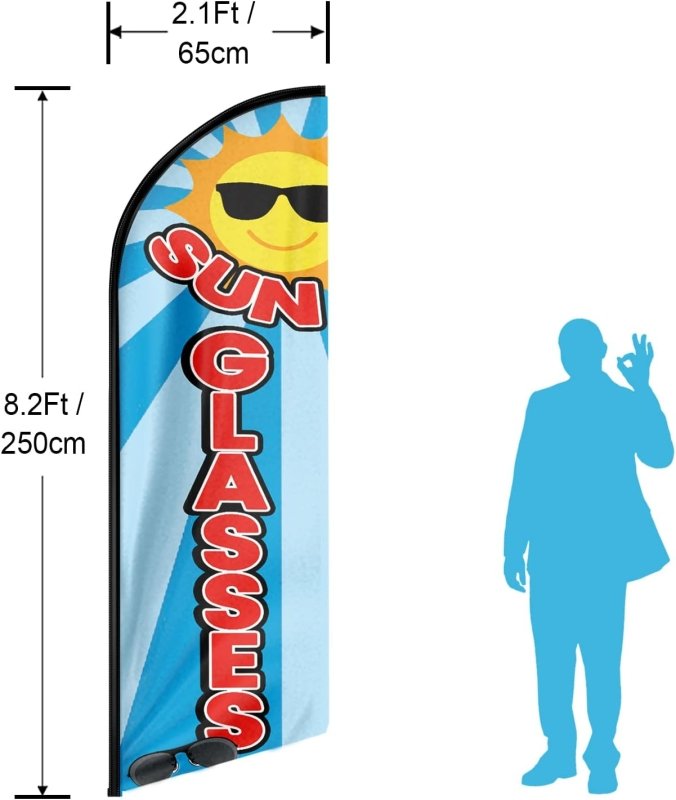 8FT Sun Glasses Advertising Swooper Flag(Flagpole Not Included 3.4)