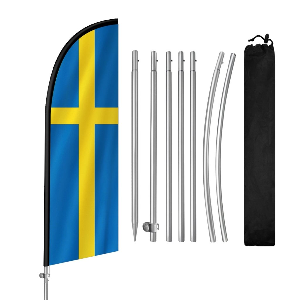 8FT Sweden Feather Flag with Stainless Steel Pole Kit(2m flag set)