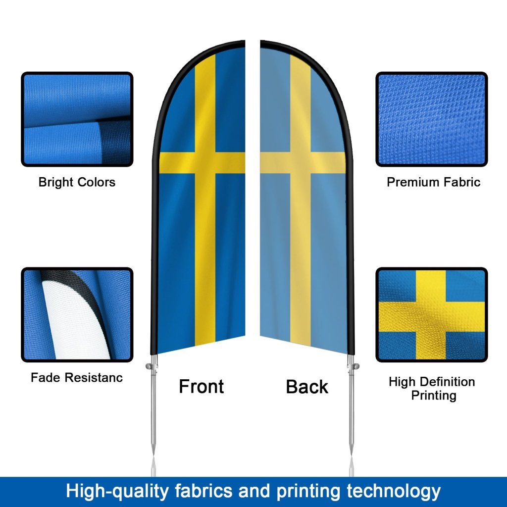 8FT Sweden Feather Flag with Stainless Steel Pole Kit(2m flag set)