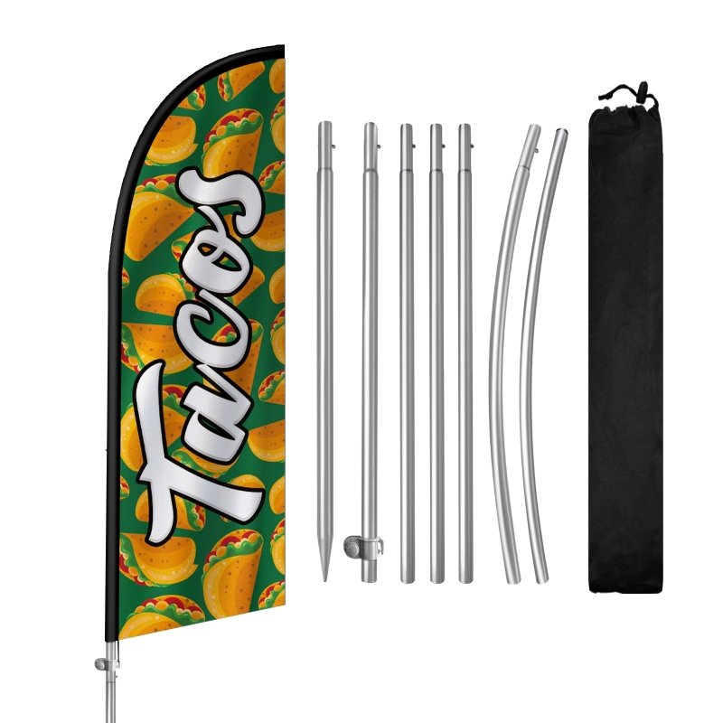 8FT Tacos Banner 01 Feather Flag with Stainless Steel Pole Kit(2m flag set)