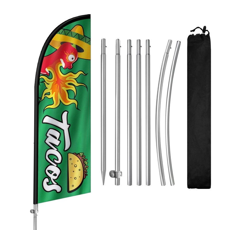 8FT Tacos Banner 02 Feather Flag with Stainless Steel Pole Kit(2m flag set)