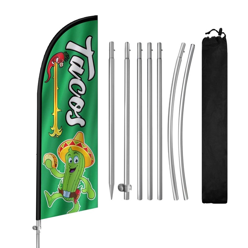 8FT Tacos Banner 03 Feather Flag with Stainless Steel Pole Kit(2m flag set)