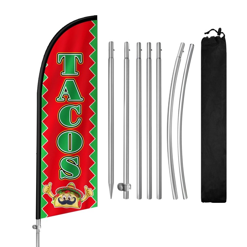 8FT Tacos Banner 05 Feather Flag with Stainless Steel Pole Kit(2m flag set)