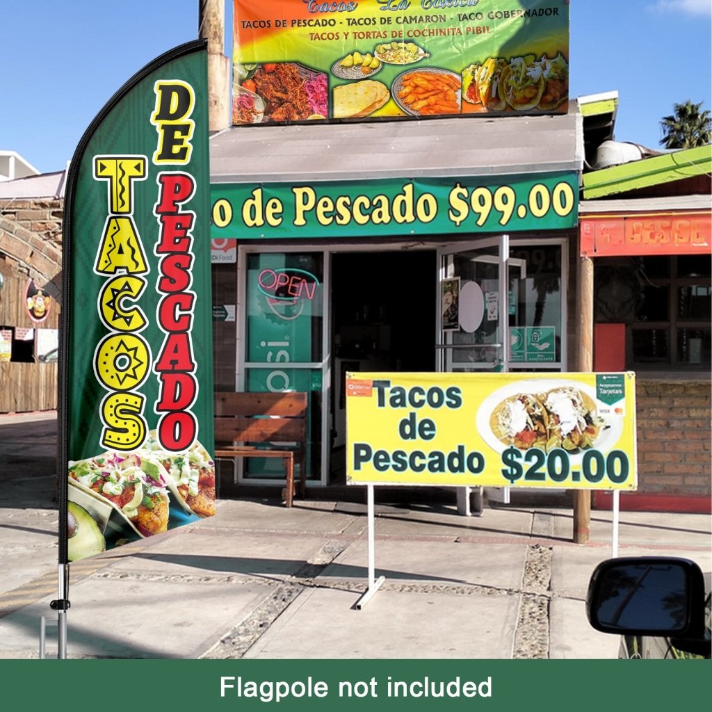 8FT Tacos De Pescado Advertising Swooper Flag(Flagpole Not Included 3.4)