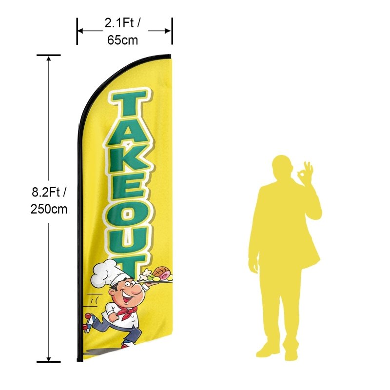 8FT Takeout Advertising Swooper Flag (Flagpole Not Included 3.4)