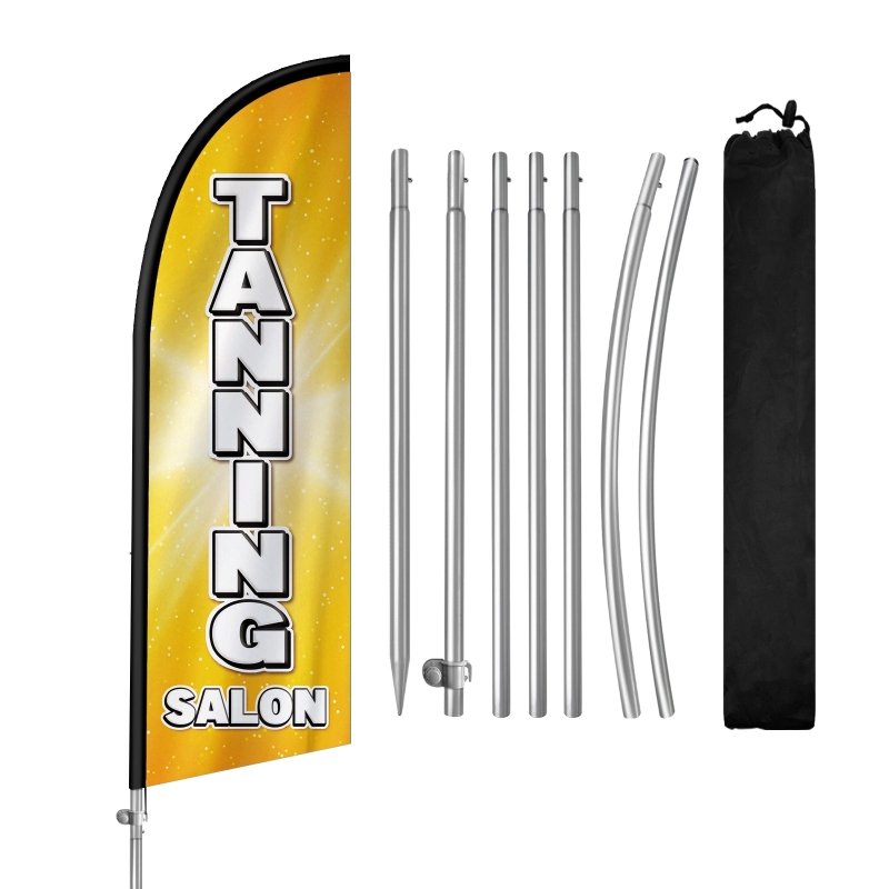 8FT Tanning Salon Banner Feather Flag with Stainless Steel Pole Kit(2m flag set)