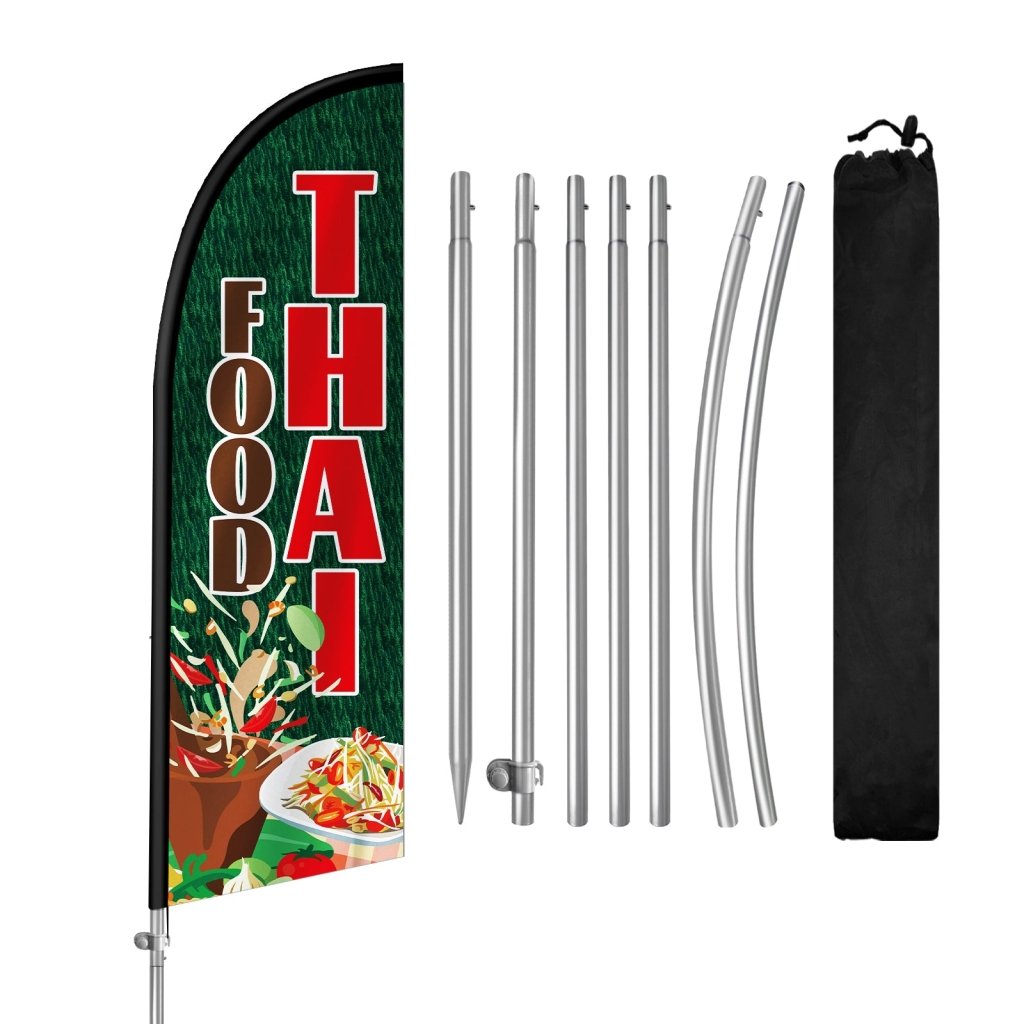 8FT Thai Food Sign 01 Feather Flag with Stainless Steel Pole Kit(2m flag set)