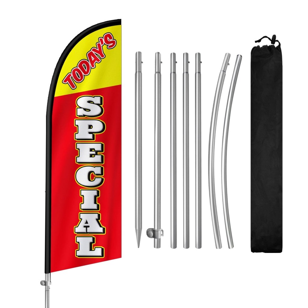 8FT Today'S Special Banner Feather Flag with Stainless Steel Pole Kit(2m flag set)