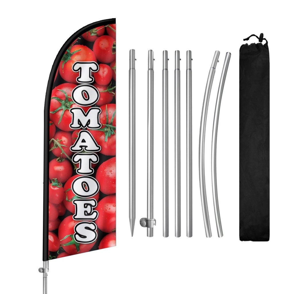 8FT Tomatoes Feather Flag with Stainless Steel Pole Kit(2m flag set)