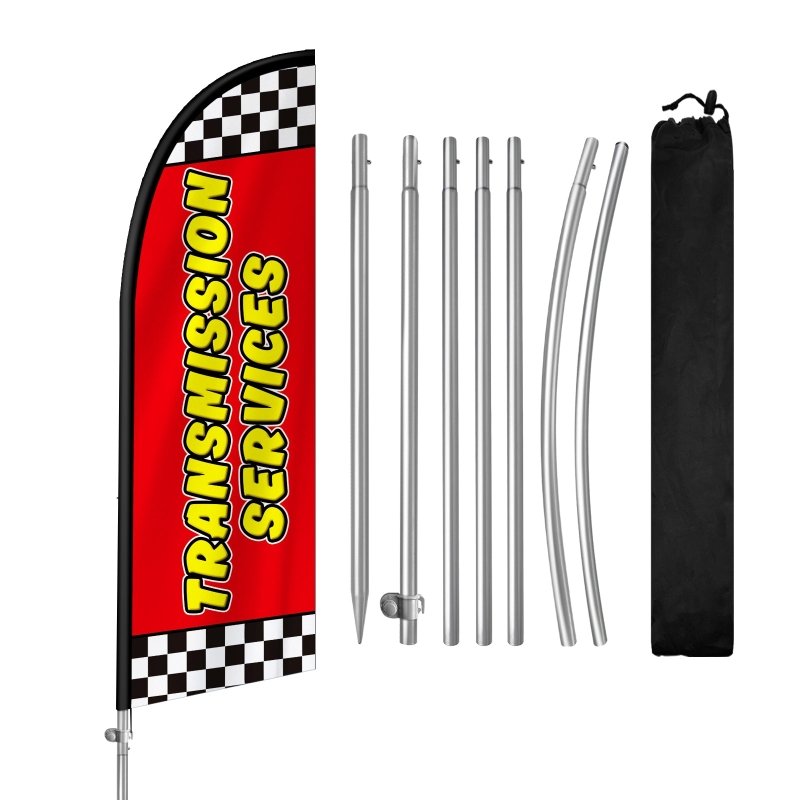 8FT Transmission Feather Flag with Stainless Steel Pole Kit(2m flag set)